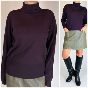 DANA BUCHMAN Womans Turtleneck Sweater Purple Turtleneck 100% wool L
